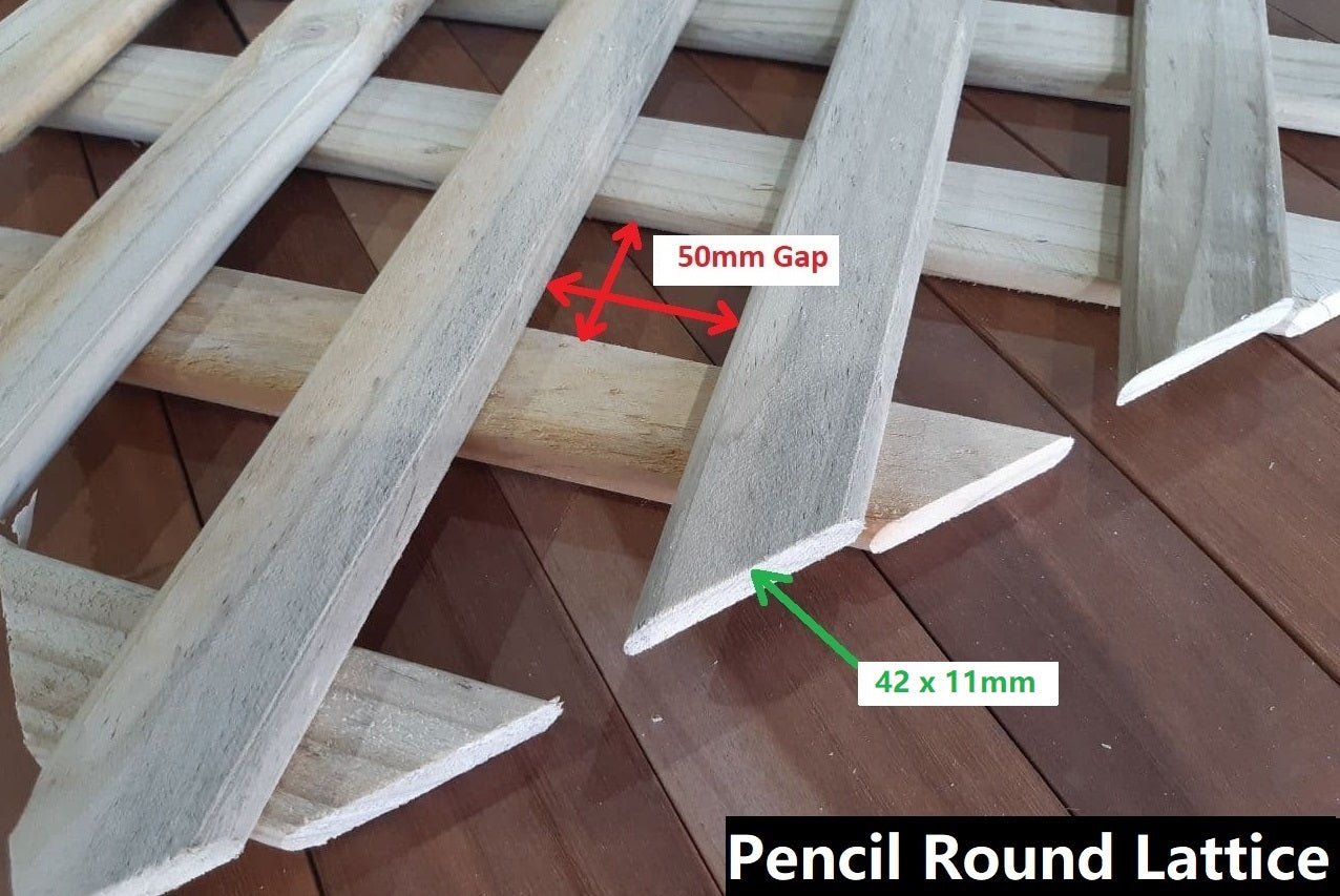 Pencil Round Diagonal Treated Pine Lattice